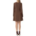 thumbnail image 3 of INSPIRE CHIC Ribbed Knit Dress for Women Long Sleeve Crew Neck Basque Waist Flowy A Line Knitted Dresses S Brown, 3 of 6