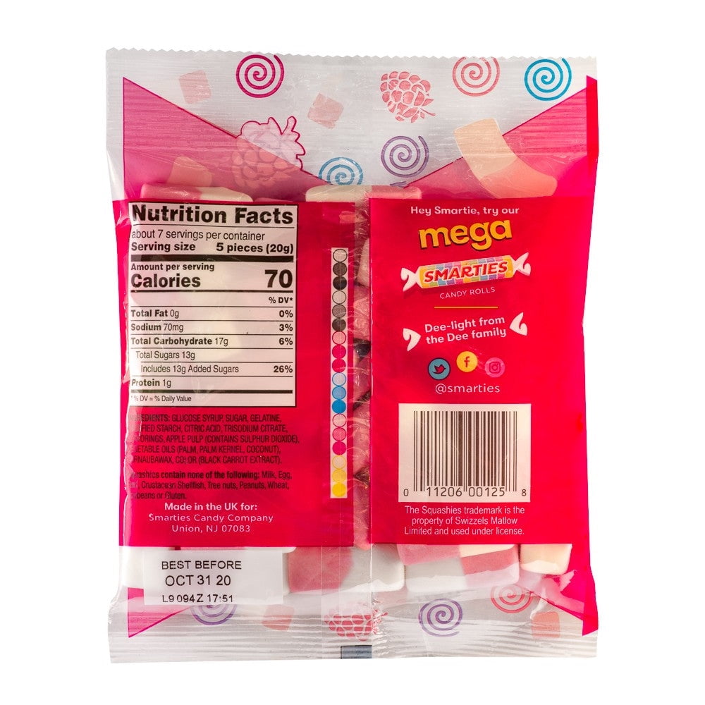 Squashies Raspberry and Cream Flavored Marshmallow Foam Gummies Candy, Pack of 6 (5oz Bags)