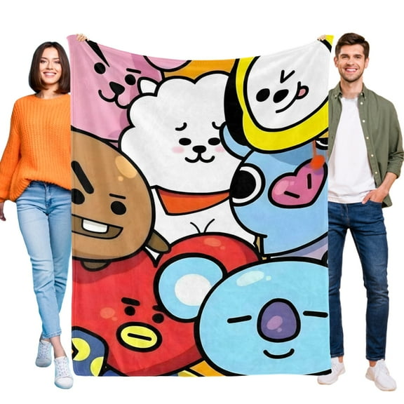 BT21-Anti-Pilling Flannel Blanket Soft Lightweight Plush Fuzzy Cozy Luxury Blanket for Home and Kitchen Use – Perfect for Kids and Adults 32''*48''(80cm*120cm)
