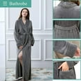 thumbnail image 2 of Artfasion Womens Long Flannel Bathrobe Solid Soft Plush Bath Robe Microfiber Fleece Full Length Sleepwear, 2 of 6