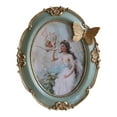 thumbnail image 4 of Marco de fotos vintage ovalado de resina con diseño de flores y mariposas para escritorio Verde, 4 of 9