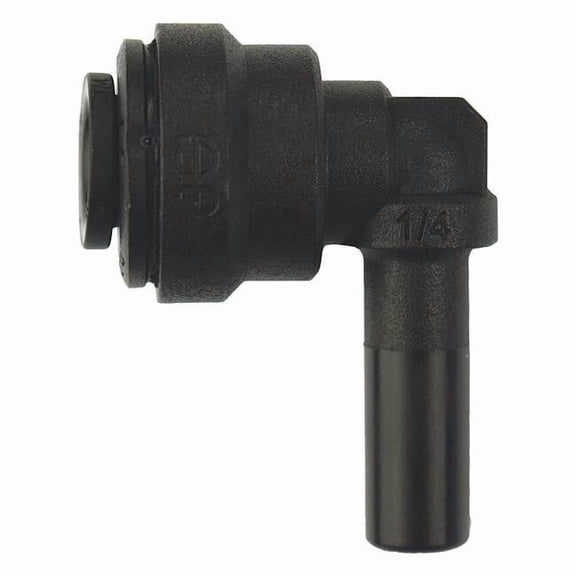 Push-Fit Elbow Fitting, 1/4 in Tube Size, Polypropylene, Black, 10 PK
