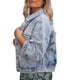 thumbnail image 4 of Pntutb Mujer Primavera y Otoño Solapa Lavada Moda Corta Agujero Suelto Manga Larga Bolsillo Chaqueta Vaquera top Selecciones Flash Pntutb Pntutb-4771, 4 of 9