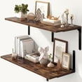 thumbnail image 2 of Rustic Brown 12 Inch Deep Floating Shelves Set of 2 Wall Mounted Shelf with Metal Brackets Rustic Wood Wall Shelf for Bathroom Kitchen and Living Room Rustic Brown 36W x 12D, 2 of 7