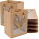thumbnail image 1 of 10 Pieces Brown Kraft Paper Tote Bag With Handle And Window, Paper Carrier Bag, Gift Bag, Kraft Paper Bag, Shopping Bag, Gift Wrapping, For Birthday W, 1 of 5