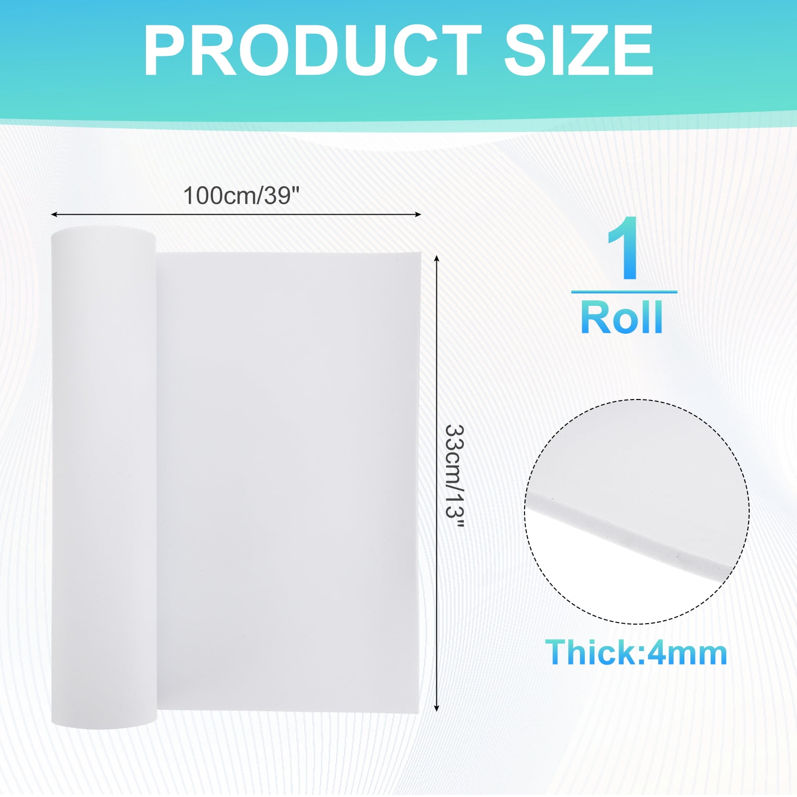 Uxcell 1 Roll White Foam Sheets, 39" x 13" x 0.16" High Density EVA Foam Roll Board Cosplay Craft Sheet for DIY Crafts Projects Furniture Protecting Insulation Weather Stripping