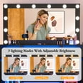 thumbnail image 3 of Blotout 47" Makeup Vanity Desk with Mirror and Lights, Black Vanity Desk with 6000-Colors Lighting & Power Outlet, Glass Top with 3 RGB Drawers, 2 Large RGB Cabinets for Women Girls Bedroom, 3 of 10