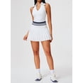 thumbnail image 6 of Women'S Tennis Skirt Ribbed Golf Skirt Half Zip Pleated Sports Skirt with Built-in Shorts and Bra White XXXL, 6 of 8