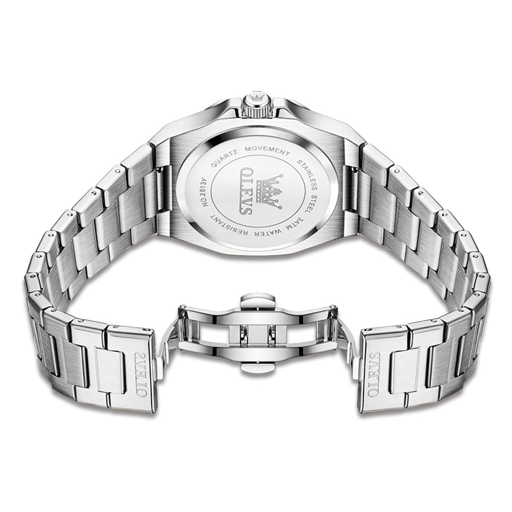 OLEVS Watch for Men Business Dress Diamond Analog Quartz Date Luxury Classic Casual Stainless Steel Waterproof Luminous Mens Wrist Watches Reloj para Hombre
