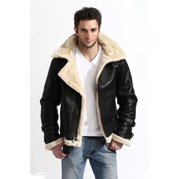 B3 Black Leather Bomber Jacket Mens With Hood And Two Side Pockets B 3 Sheepskin Leather Bomber Jacket Black Mens Bomber Jacket With Hood size L