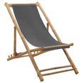 thumbnail image 1 of vidaXL Chaise Longue Bambou et Toile Gris Foncé, 1 of 5