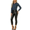 thumbnail image 2 of INSPIRE CHIC Women's Shiny Stars Vintage Long Sleeve Gilding Metallic Blouse Shirt S Dark Blue, 2 of 6