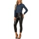 thumbnail image 2 of INSPIRE CHIC Blusa Metálica Vintage de Manga Larga con Estrellas Brillantes para Mujeres XS Azul Oscuro, 2 of 6