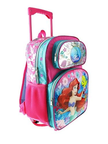 Disney The Little Mermaid Ariel 16Large Rolling School Backpack Girls Book Bag
