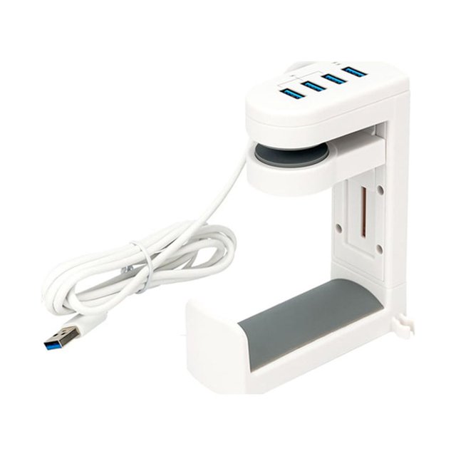 sweethay Soporte para auriculares Gancho para colgar Auriculares para juegos Soporte de almacenamiento para pantalla Soporte ajustable para Cables de audio/vídeo Blanco/4 salidas USB