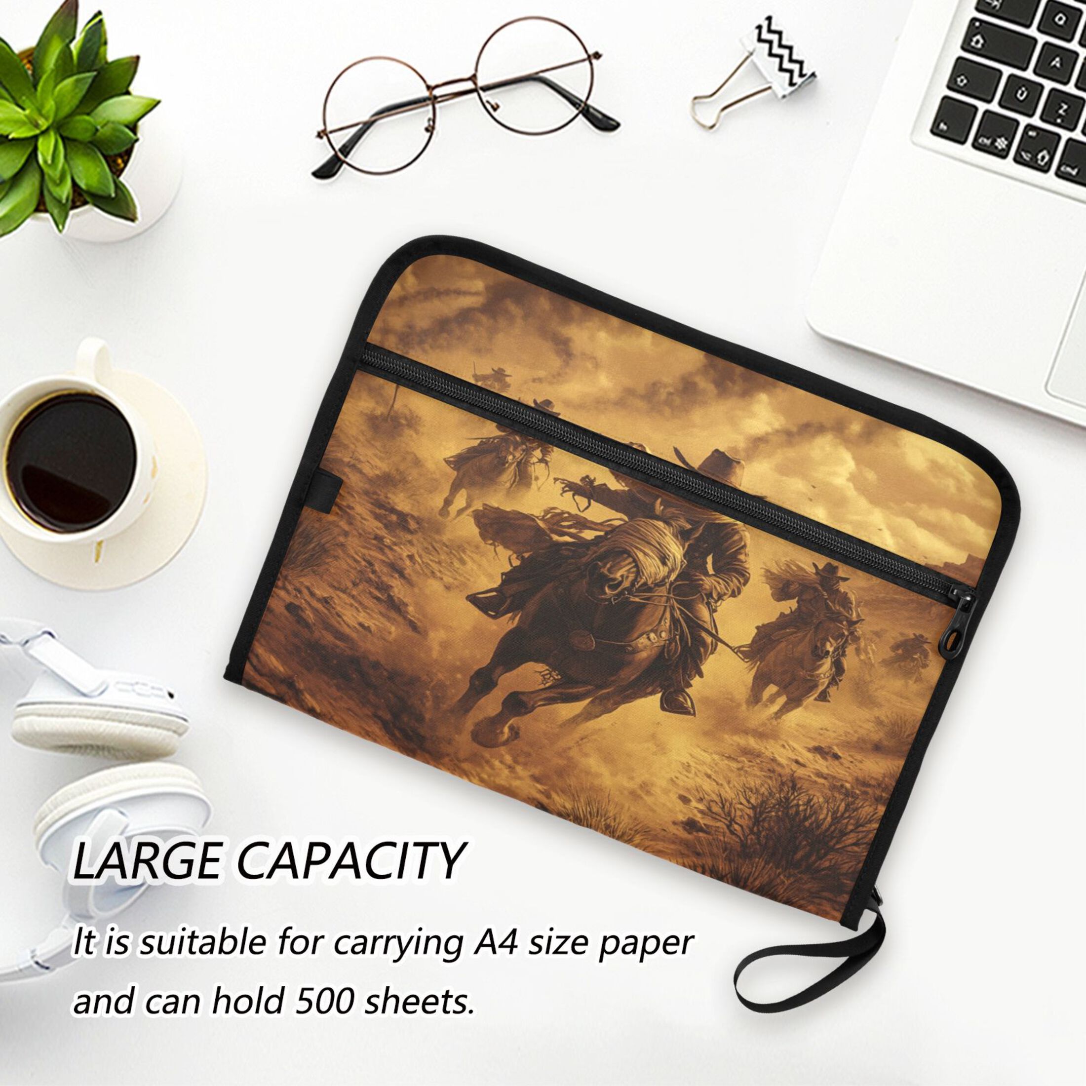 Organ Folder 14.2 x 0.8 x 10.6 Inches 13 Separate Pockets A4 Size Documents Folder A Sort Storage File Manager For The Home Office Riding Cowboys