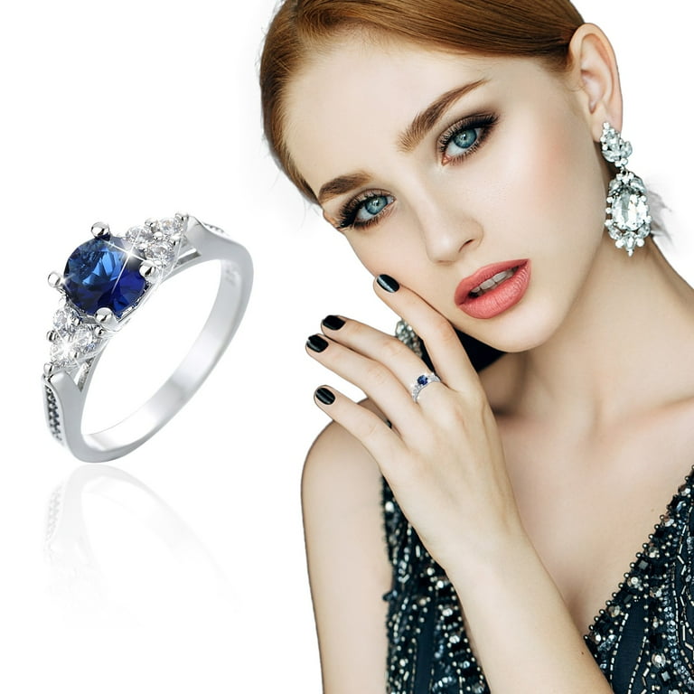 KmaiSchai Rings Size 8 Four Claws Sapphire Zircon Elegant Rhinestone Ring Sapphire Jewellery Rings Women Fashion Full Diamond Zircon Rings For Women Size 6 10 Rings For Teen Boys 14-16 Womens Rings - Walmart.com