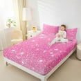 thumbnail image 4 of Manfei Girly Pink Galaxy Queen Sheet Sets for Teens, Mystic Glitter Stars Print Flat Sheet, Starry Sky Queen Fitted Sheet, Breathable Home Decor, 4pcs, 4 of 7