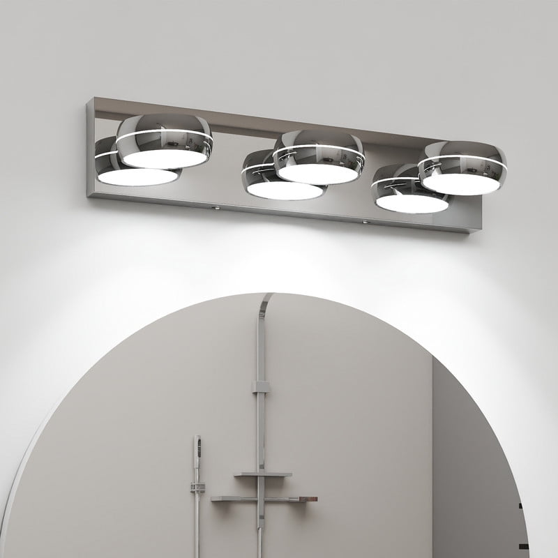 TICOZE 20 Inch 3-Light Modern Chrome LED Vanity Light Bar, 18W Energy-Efficient Bathroom Mirror Lighting Fixture with Cool White Illumination