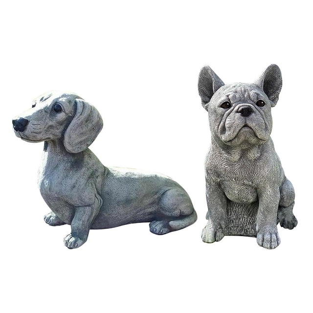 Estatua de perro de jardín, adorno, escultura Animal de resina realista para decoración al aire libre, regalo para amantes de los perros Jadeshay A