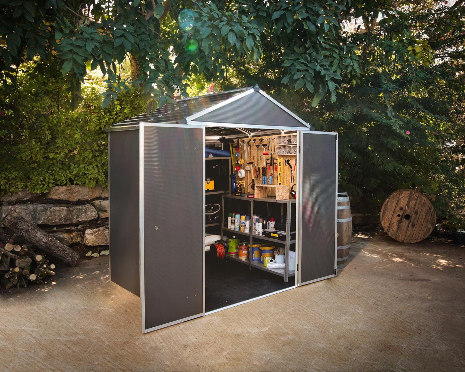 Rubicon 6 ft. x 5 ft. Dark Gray Garden Storage Shed