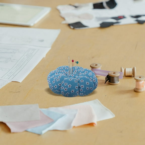 MIPCASE 2-Pack Pumpkin Shaped Sewing Pin Cushion Needle Holder for Sewers, Cotton Fabric Storage Accessory