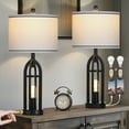 thumbnail image 6 of Cinkeda 3 Way Dimmable Table Lamp Set of 2 with AC Outlet USB A+C Charging Ports Touch Control Nightlight for Bedroom Living Room 27" Industrial Black Bedside Nightstand Lamps, 6 of 7