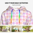 thumbnail image 4 of Lsque Heart Buffalo Plaid Pattern Casual Women's Hoodie,Hooded Sweatshirt with Kangaroo Pocket,Pullover Hoodie with Eye-catching Drawstrings-Small, 4 of 7