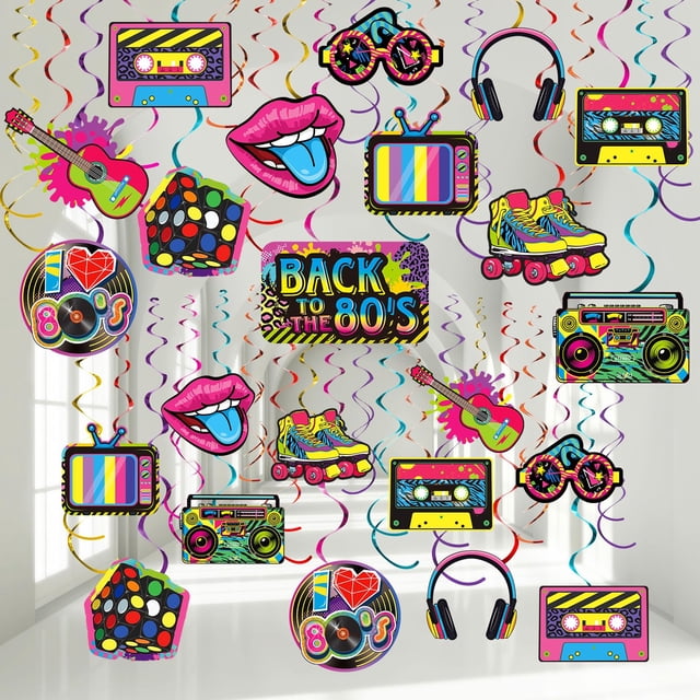 Decoración para fiestas Containlol, estilo retro de los 80, 53 piezas