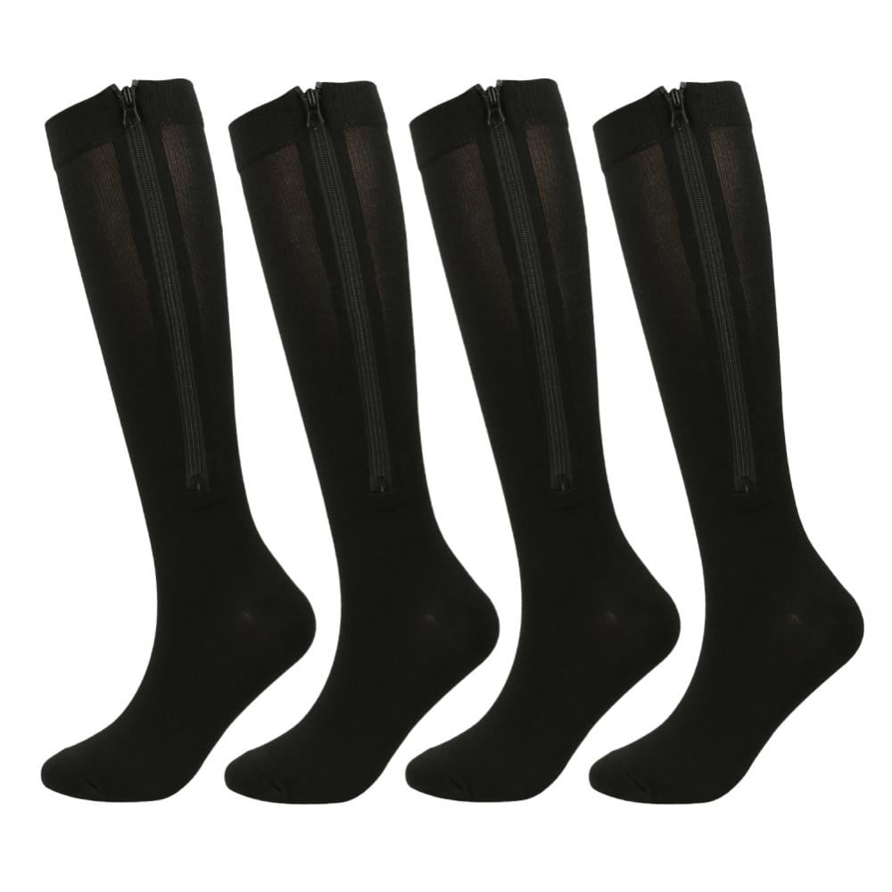 2 Pairs Zipper Compression Socks, 15-20 mmHg Closed Toe