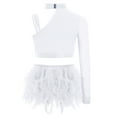 thumbnail image 2 of Haitryli Kids Girls Rhinestone Modern Lyrical Hip Hop Latin Jazz Ballet Dance Crop Tops with Feather Skirt Briefs Set White 10, 2 of 3