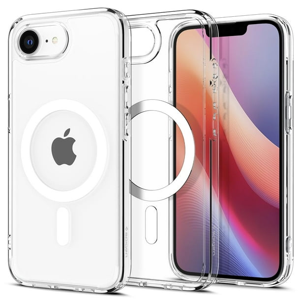 Funda Spigen Ultra Hybrid MagFit para iPhone 16e, color blanco transparente