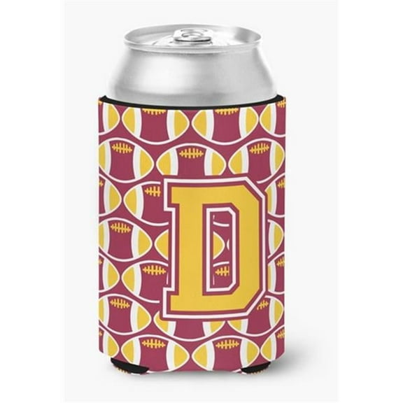 Letter D Football Maroon & Gold Can or Bottle Hugger