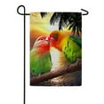 thumbnail image 1 of America Forever Summer Bird Duo Garden Flag 12.5 x 18 inches Lovebird Kissing Palm Leaves Tropical Sunset in Paradise Double Sided Seasonal Yard Outdoor Decorative Coastal Bird Garden Flag, 1 of 5