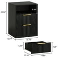 thumbnail image 7 of LIKIMIO Modern Nightstand with 2 Drawers and Open Shelf, Wood Fluted Bedside Table, Black, 7 of 7