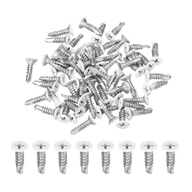 Uxcell 60 Pcs Vis Plates Blanches M4.2x16mm pour Métal, Argent
