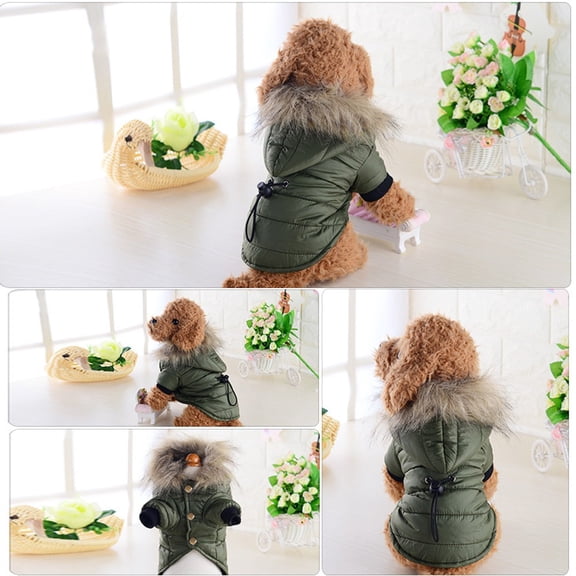 Dog Coat for Small Dogs, Windproof Doggie Puffer Jacket - Winter Coats for Puppy Small Medium Dogs, Insulated Puffer Dog Coat with Hood for Extreme Cold Weather Doggie Puffer Jacket Army Green