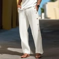 thumbnail image 2 of Caqnni Men's Motion Flat Front Regular Straight Pant (White,XXL), 2 of 9