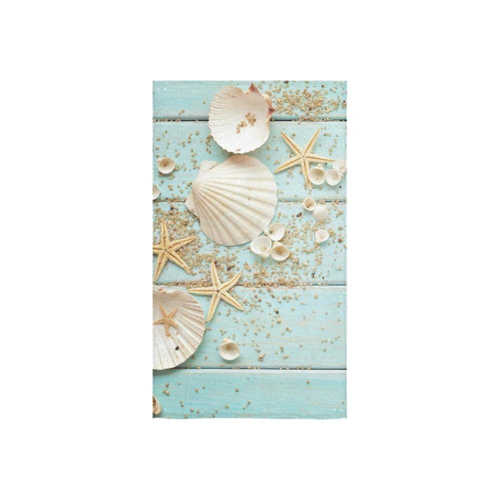 ZKGK Starfish Seashell on Wooden Hand Towel Bath Bathroom Shower Towels 16'x28'