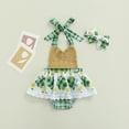 thumbnail image 2 of Okbabeha Baby Girls St. Patrick's Day Outfits 0 3 6 9 12 18 24M Sequins Romper Shamrock  one-piece  Jumpsuit Skirt Summer Clothes, 2 of 7