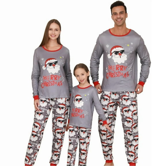 Santa Claus pattern matching pajama set - Gray version