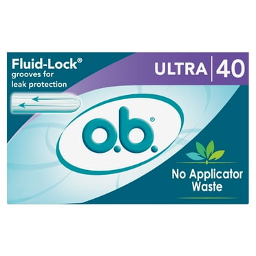 o.b. Tampons Ultra Absorbency, Applicator Free Tampons, Fragrance-Free, 40 Ct