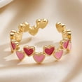 thumbnail image 3 of Anillo ajustable con apertura para mujer, chapado en oro, diseño de corazón hueco, banda para el dedo, regalo de joyería, 3 of 8