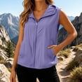 thumbnail image 3 of Lightweight Vest Jackets for Women Summer Sleeveless Zip Up Hooded Outerwear with Pockets Breathable Travel Hiking Vest, 3 of 9