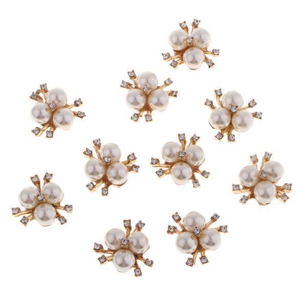 2x Adornos de de imitación de de imitación piezas, botones de flor de perla artesanal Apliques de cristal para joyería Haciendo BLESIY Botones de perlas con espalda plana