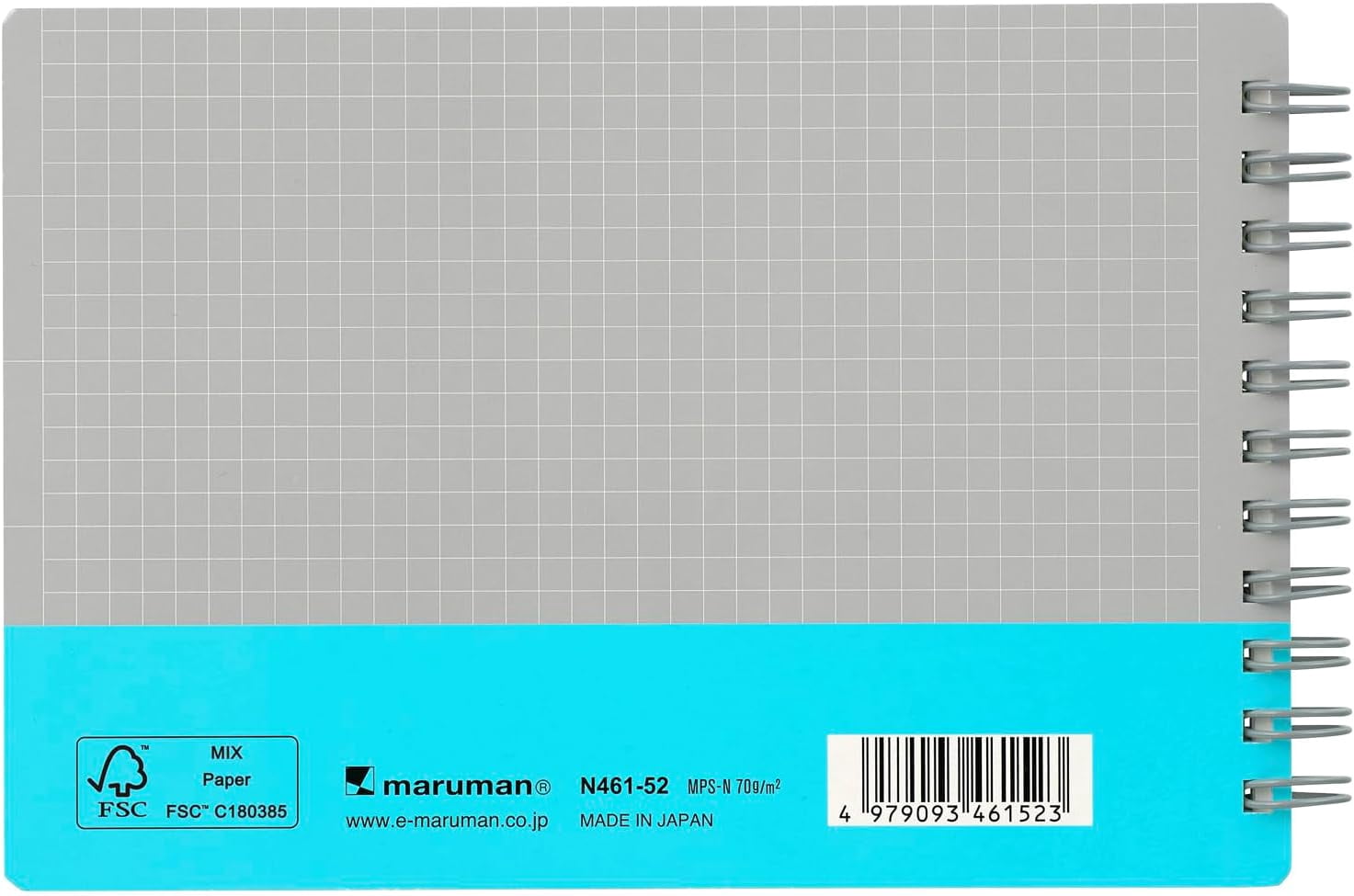 Utoka Pocket Size Notebook 4mm Graph Light Blue 90 Sheets 4.2 x 6.5 5 Pack