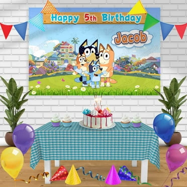 Bluey 1 Birthday Banner Personalized Party Backdrop Decoration 60 x 44 Inches