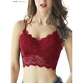 thumbnail image 3 of BadPiggies Women's Camisole Floral Lace Bralette Strap Thin Bandeau Padded Sexy Bra Wire Free (M, Red), 3 of 8
