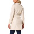 thumbnail image 3 of INSPIRE CHIC Faux Leather Coat for Women's Notched Lapel Collar Button Down Steampunk PU Outwear M Cream White, 3 of 6