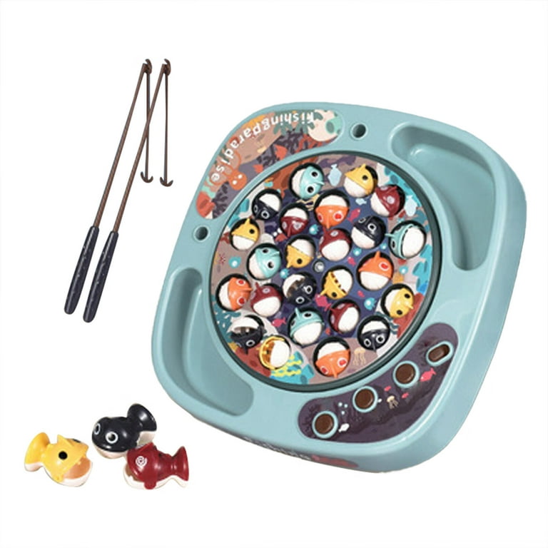 Baby Toys Fishing Game Toy Set With Rotating Board With Music On/Off  Switches for Quiet Play Includes 24 Fish And 2 Fishing Poles Secure And  Durable Toy for Toddlers And Kids Kids